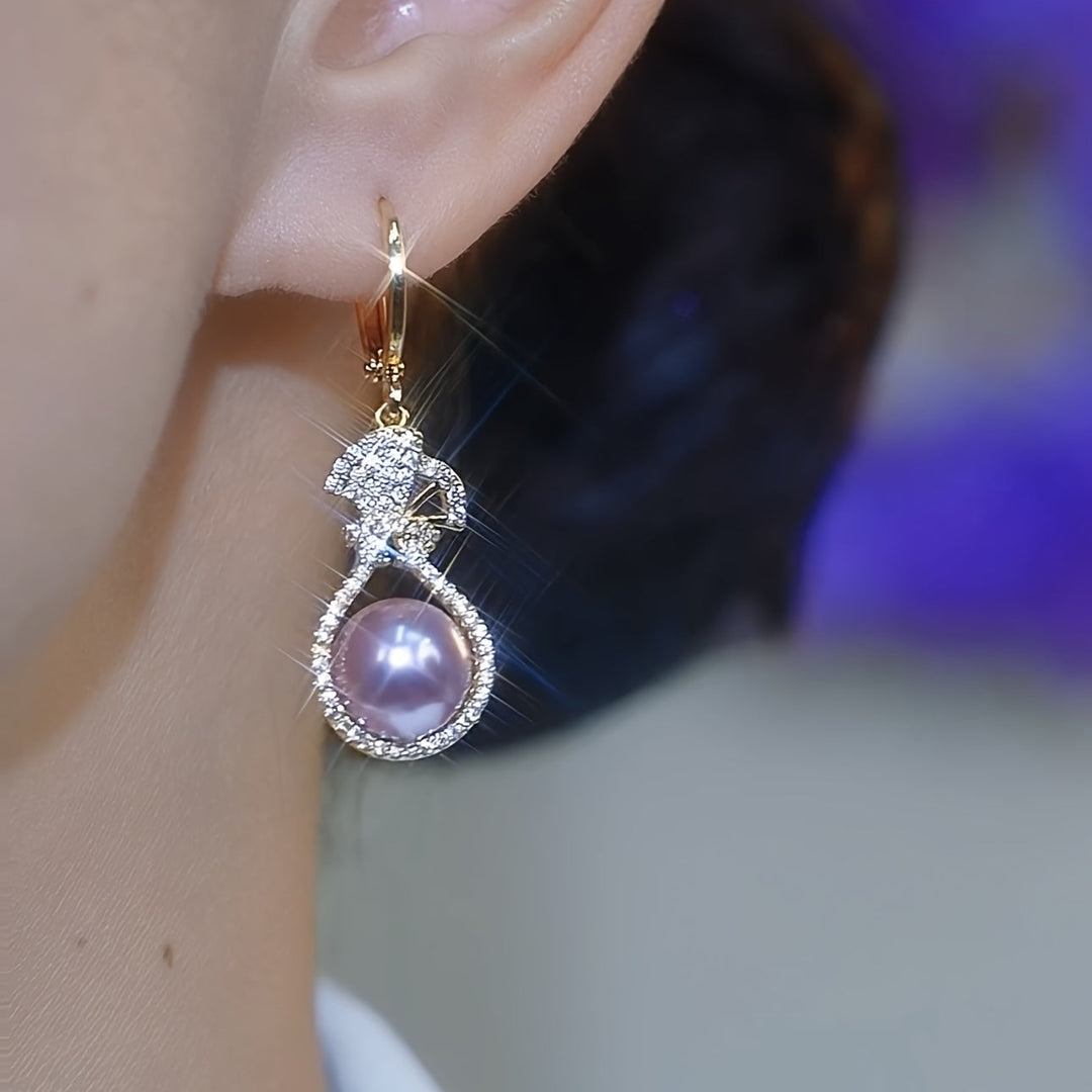 French Gourd Pearl Hoop Earrings
