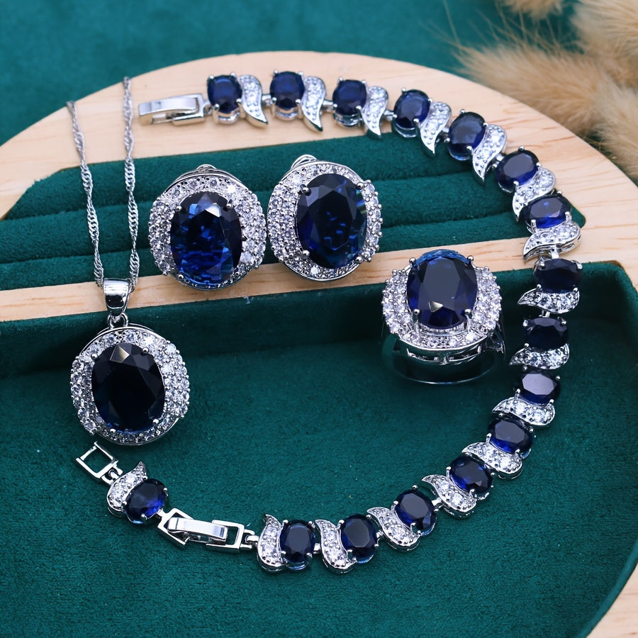 Retro 5pcs Zirconia Jewelry Set