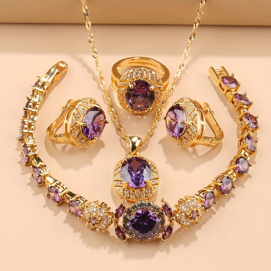 5-Piece Luxury Zirconia Bridal Jewelry Set