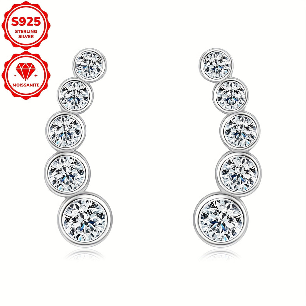 Elegant Sterling Silver Moissanite Stud Earrings