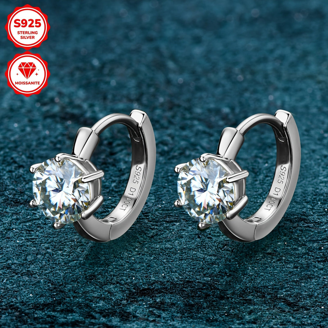 Round Moissanite Silver Earrings