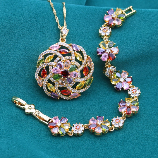 Bohemian Colorful Zirconia Jewelry Set