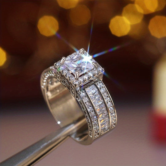 Versatile Square Cut Zirconia Ring