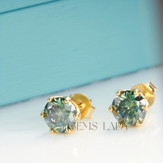 D Color Moissanite Stud Earrings
