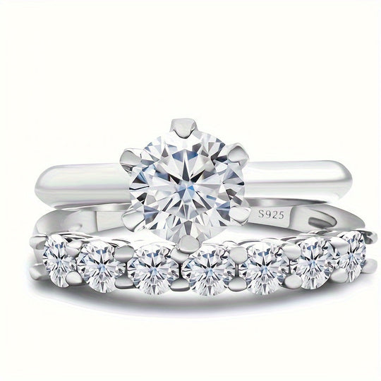 Classic French-Style Stackable Moissanite Ring Set
