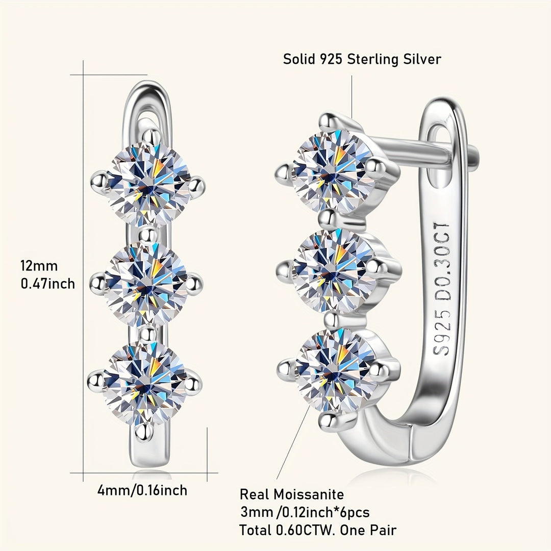 Sterling Silver Moissanite Hoop Earrings