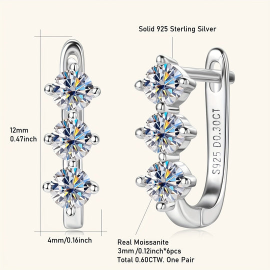 Sterling Silver Moissanite Hoop Earrings