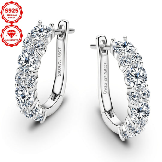 Round Moissanite Silver Earrings