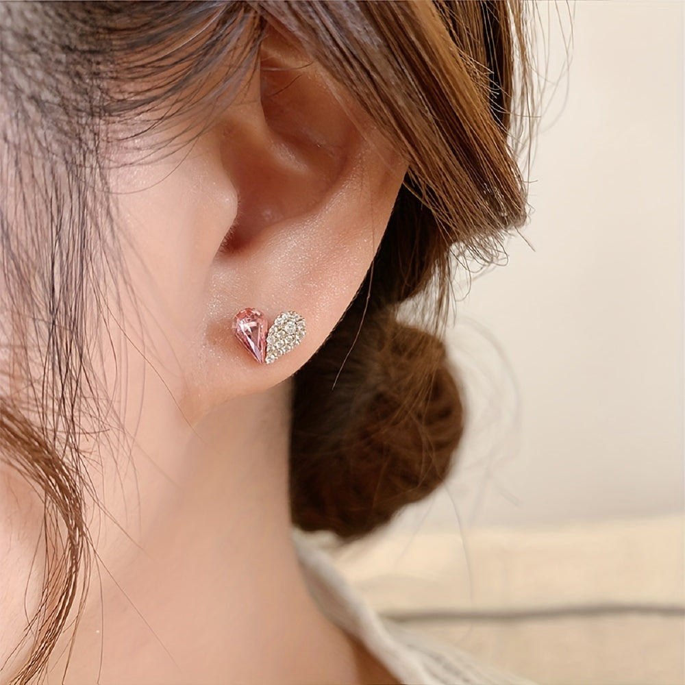Elegant Crystal Heart-shaped Stud Earrings