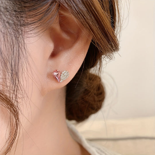 Elegant Crystal Heart-shaped Stud Earrings