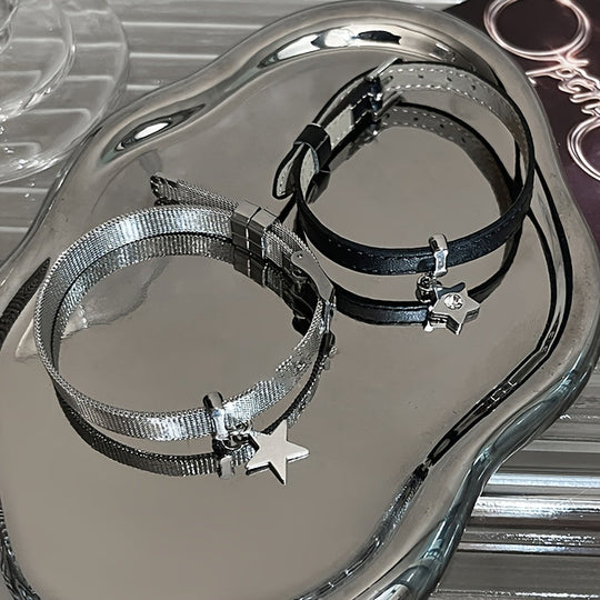 Star Studded Leather Chain Bracelet