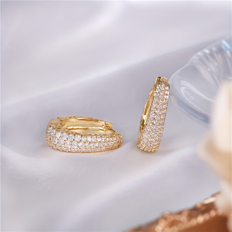 Trendy Micro Pave Zirconia Hoop Earrings