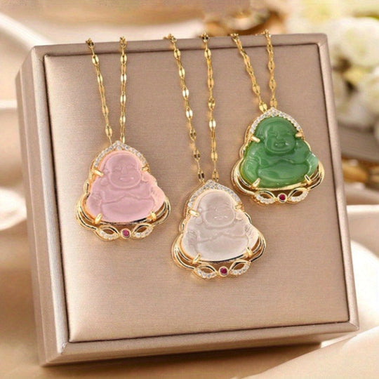 Colorful Jade Buddha Pendant Necklace