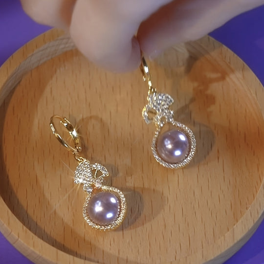 French Gourd Pearl Hoop Earrings