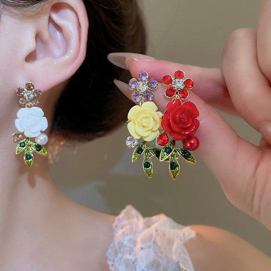 Floral Pearl Drop Earrings