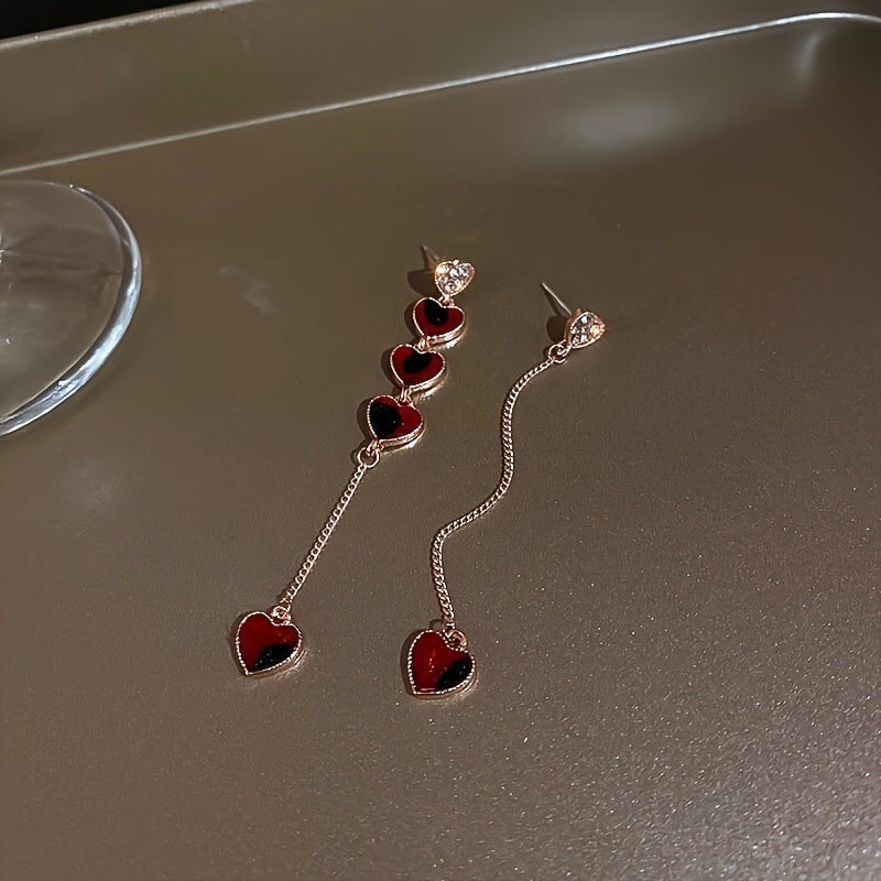 Vintage Inspired Asymmetrical Heart Chain Earrings