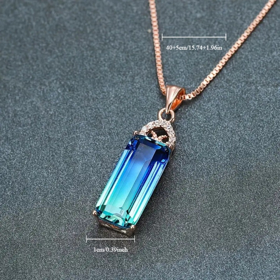 Geometric Heart Zirconia Pendant Necklace
