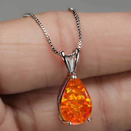 Elegant Boho Chic Opal Pendant Necklace