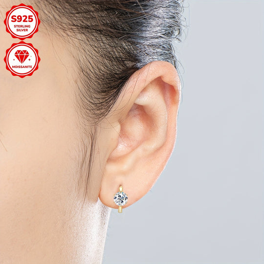Round Moissanite Silver Earrings