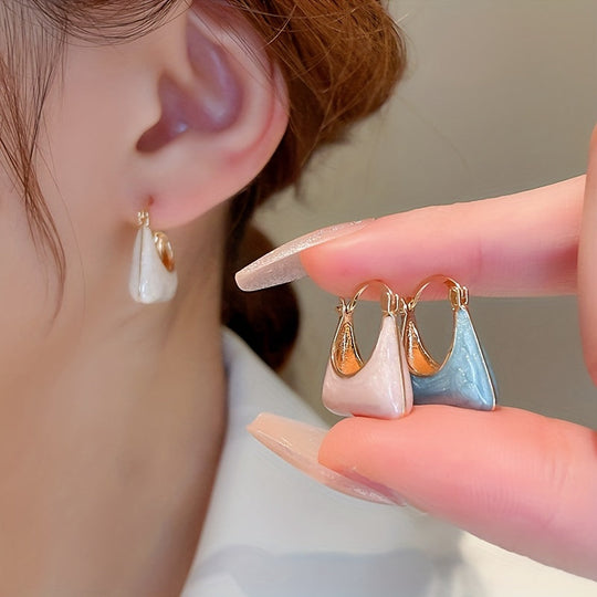 Handbag Design Enamel Hoop Earrings