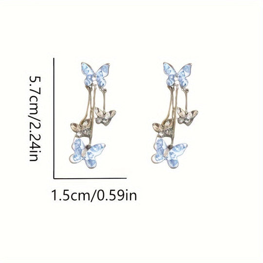 Rhinestone Butterfly Drop Earrings