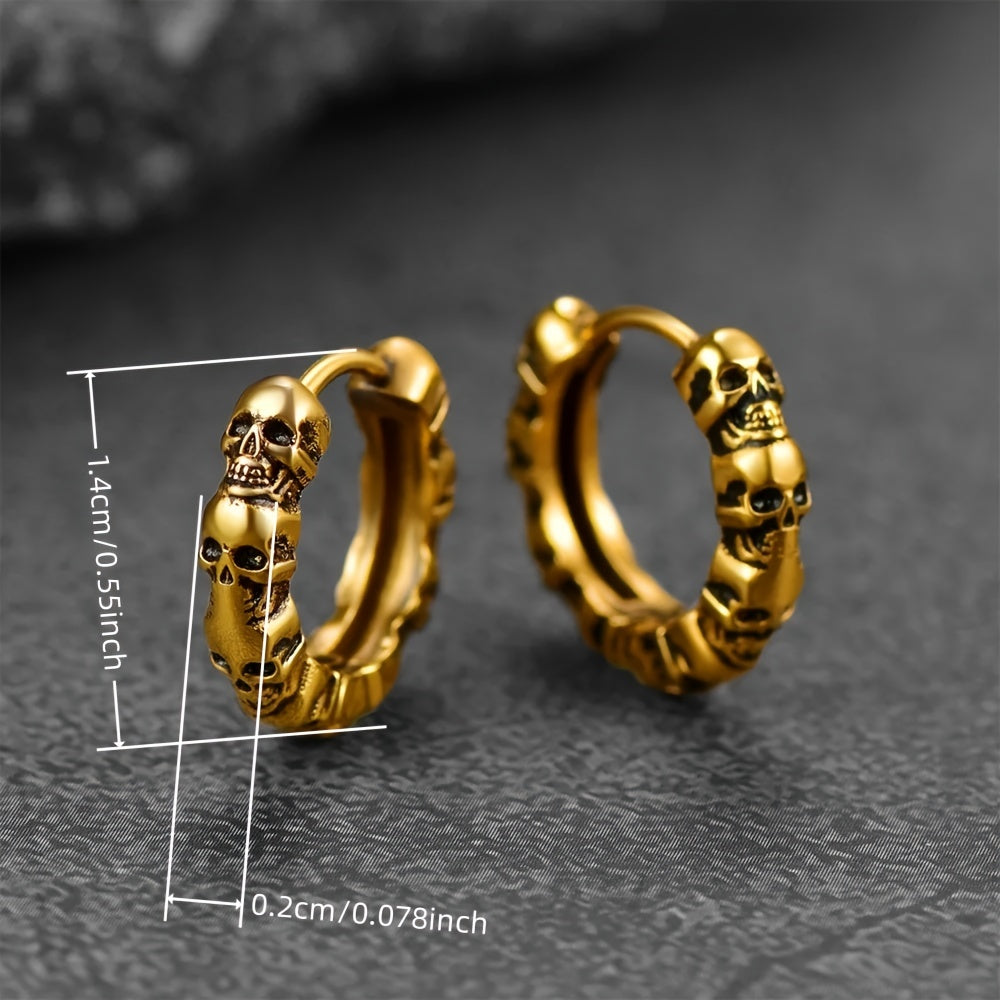 Fashionable Gothic Skull Hoop Earrings