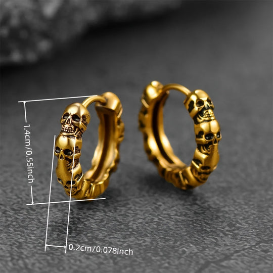 Fashionable Gothic Skull Hoop Earrings