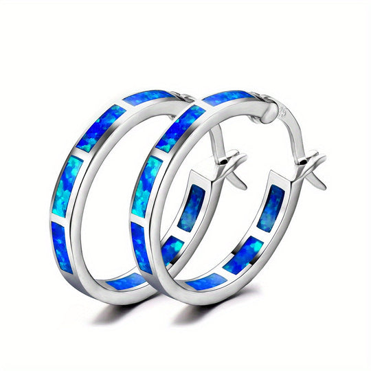 Vintage Boho Opal Hoop Earrings