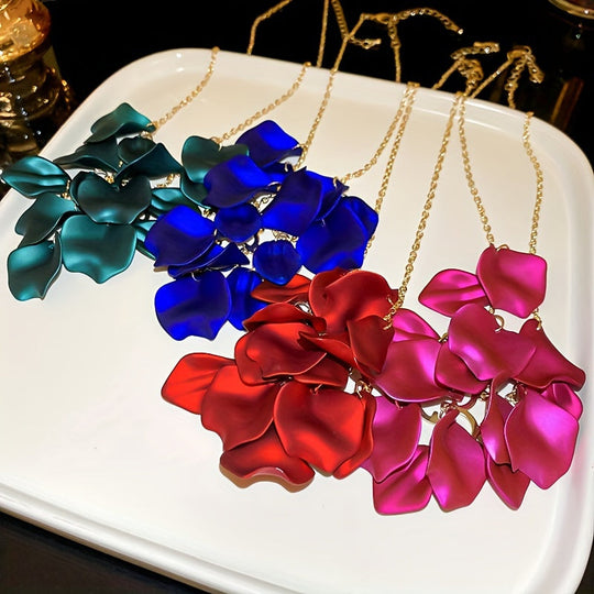 Luxury Elegant Floral Petal Tassel Necklace