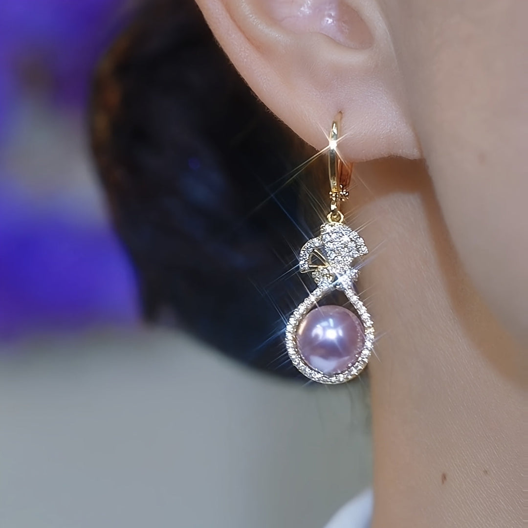 French Gourd Pearl Hoop Earrings