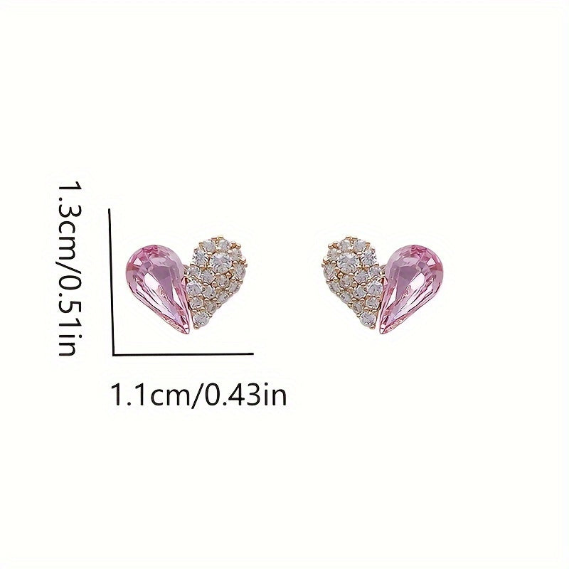 Elegant Crystal Heart-shaped Stud Earrings