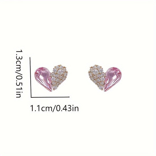 Elegant Crystal Heart-shaped Stud Earrings