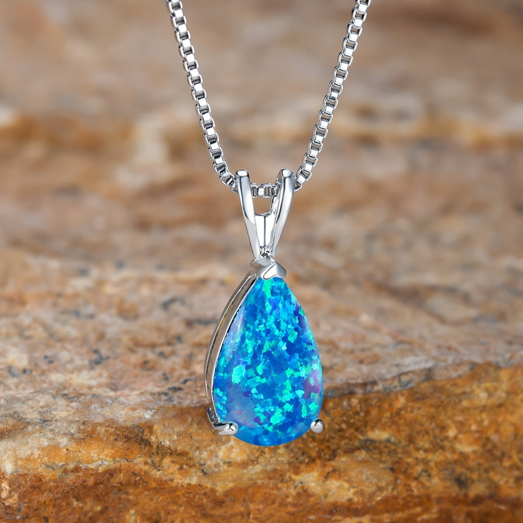 Elegant Boho Chic Opal Pendant Necklace
