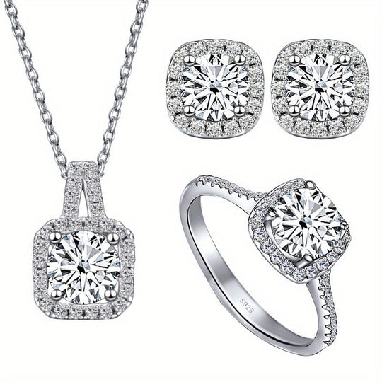 Moissanite Sterling Silver Jewelry Set