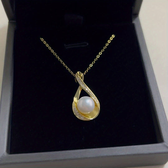 Freshwater White and Moissanite Infinity Pendant Necklace