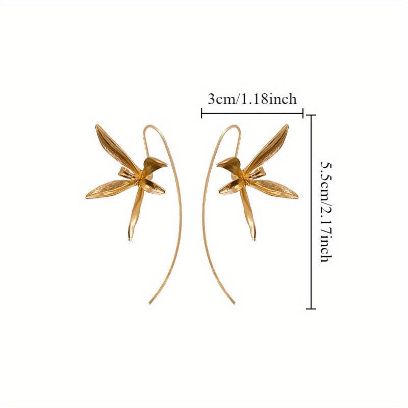 Minimalist Iris Flower Earrings