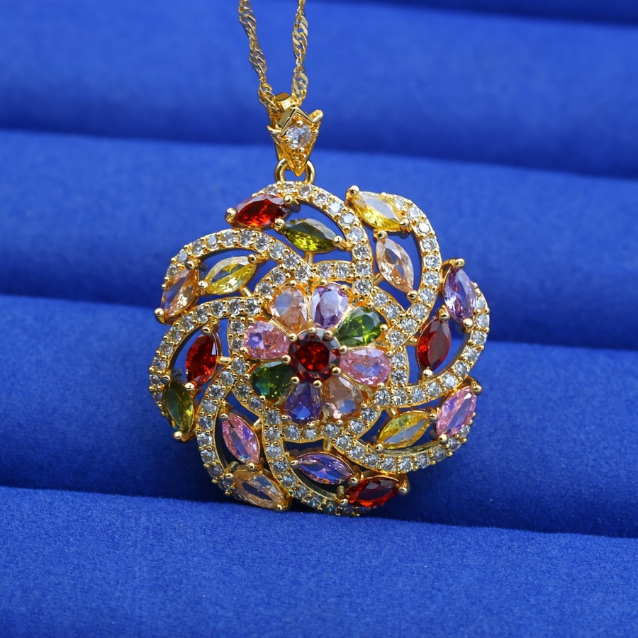 Elegant Multicolor Cubic Zirconia Pendant Necklace