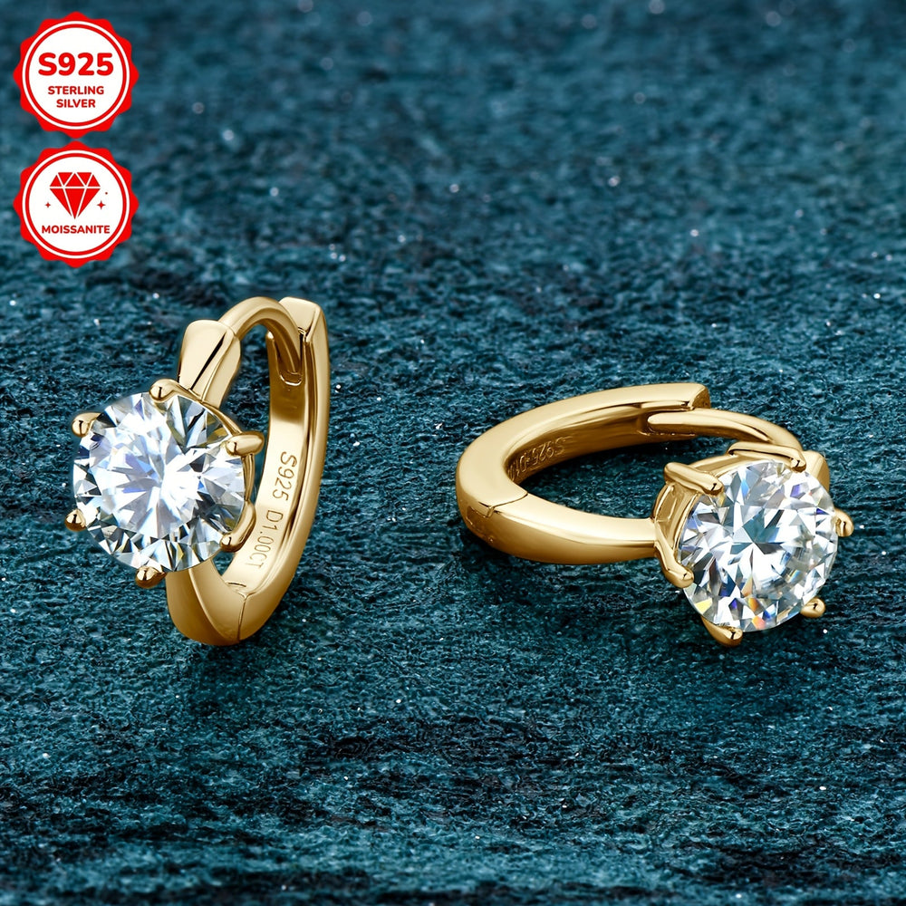 Round Moissanite Silver Earrings