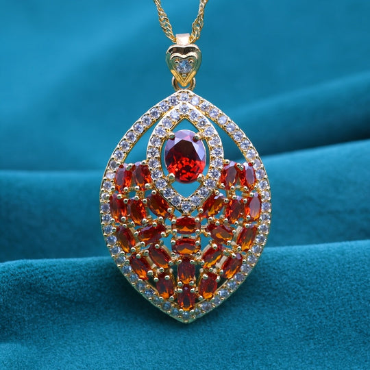 Elegant Multicolor Cubic Zirconia Pendant Necklace