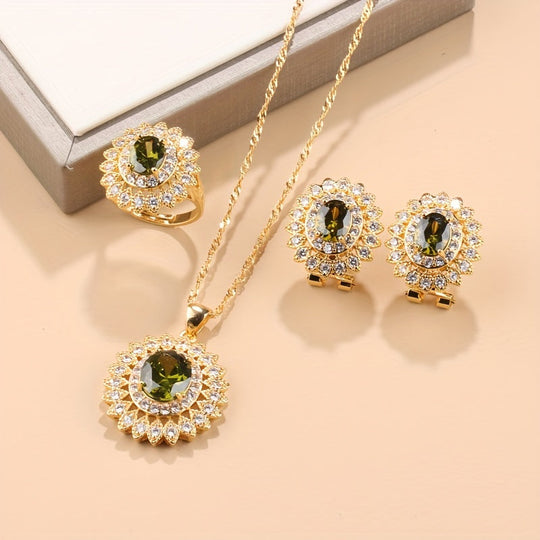 4pcs Luxury Sunflower Jewelry Set