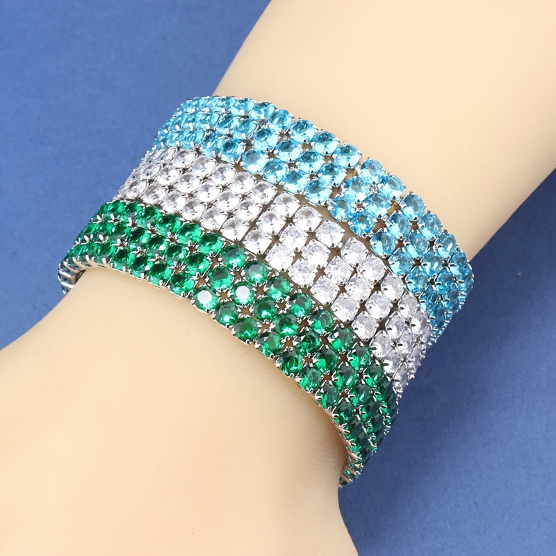 Women'S Sporty Tennis Bracelet with Synthetic zirconia Stones