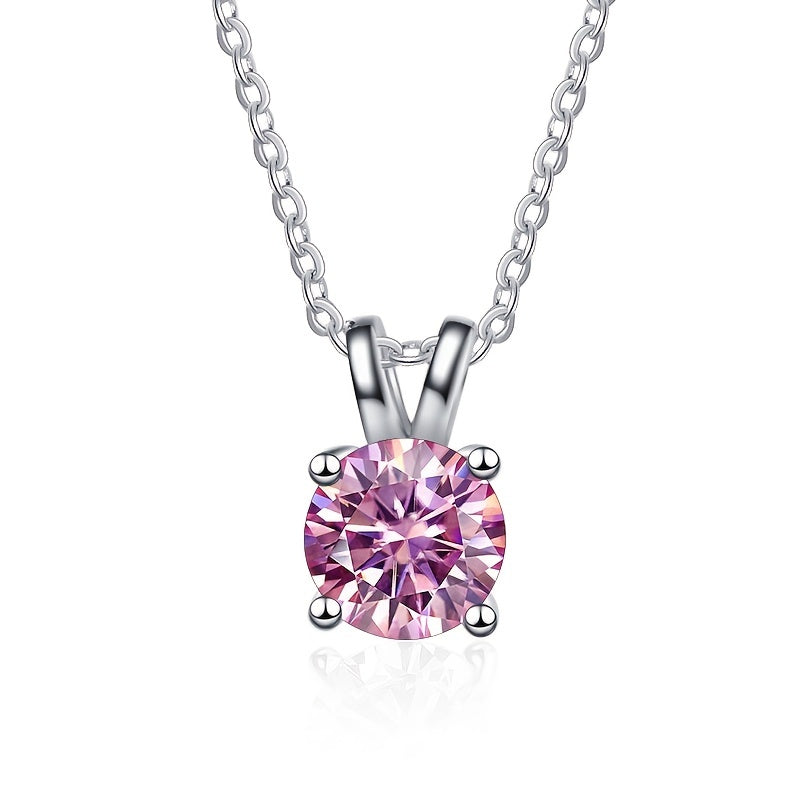Round Cut Shiny Moissanite Pendant Necklace