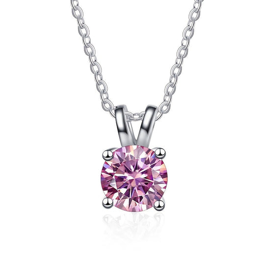 Round Cut Shiny Moissanite Pendant Necklace
