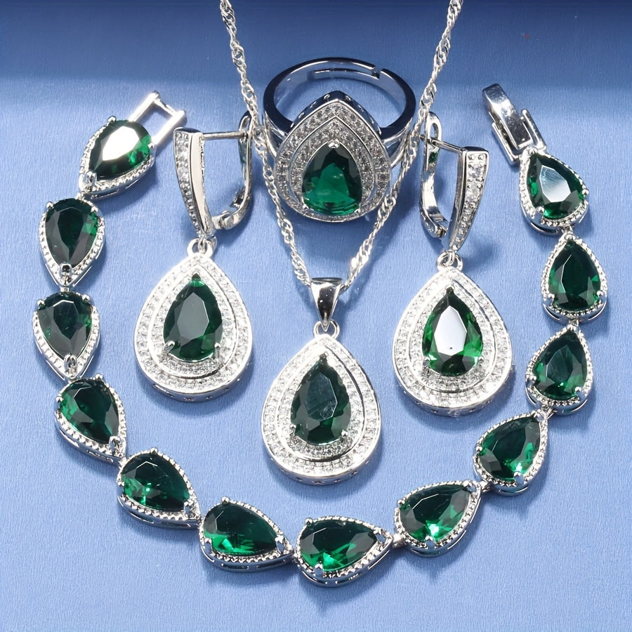 5pcs Plated Silvery Trendy Jewelry Set