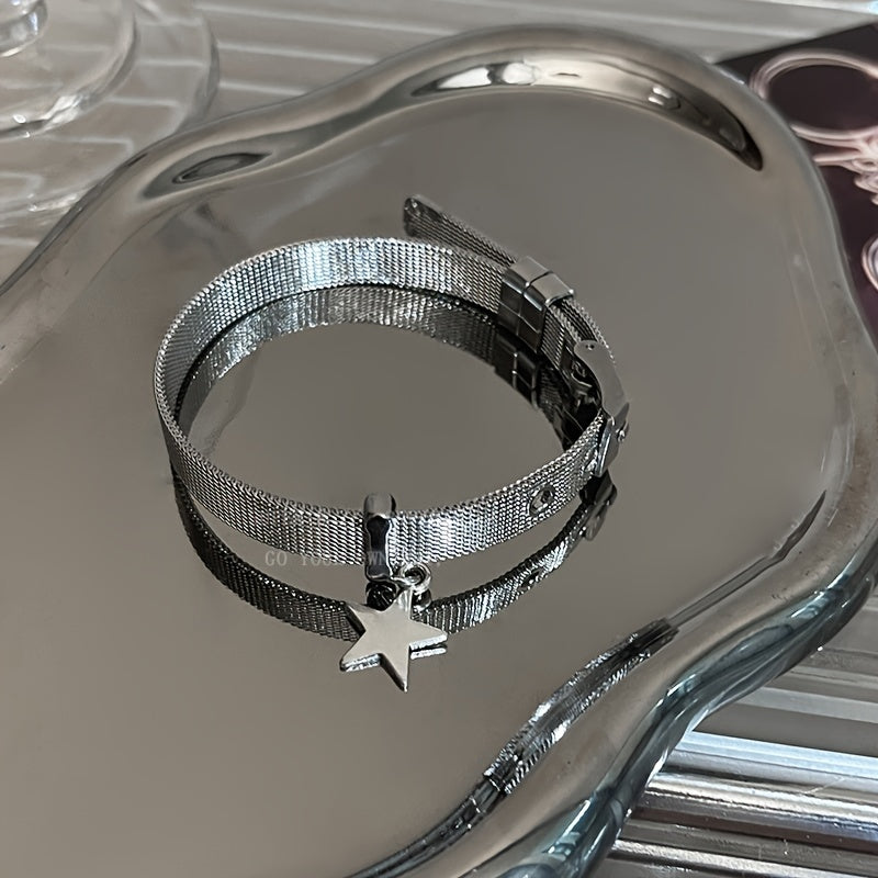 Star Studded Leather Chain Bracelet