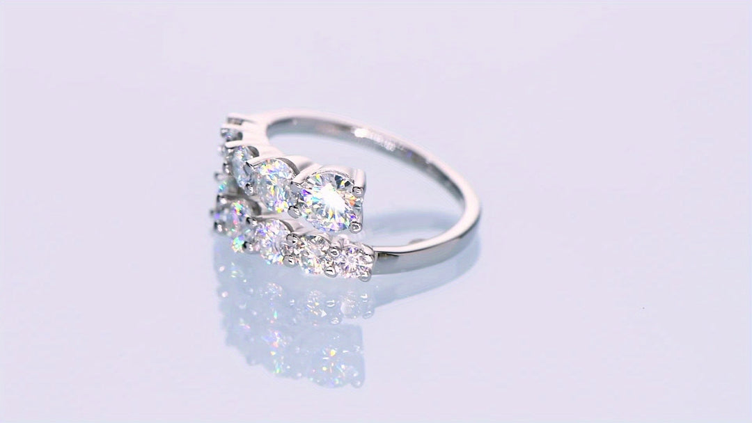 Round Moissanite Double-Headed Band Ring