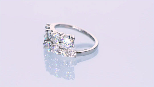 Round Moissanite Double-Headed Band Ring