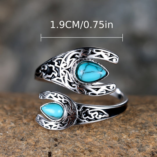 Vintage Turquoise Sterling Silver Spoon Ring