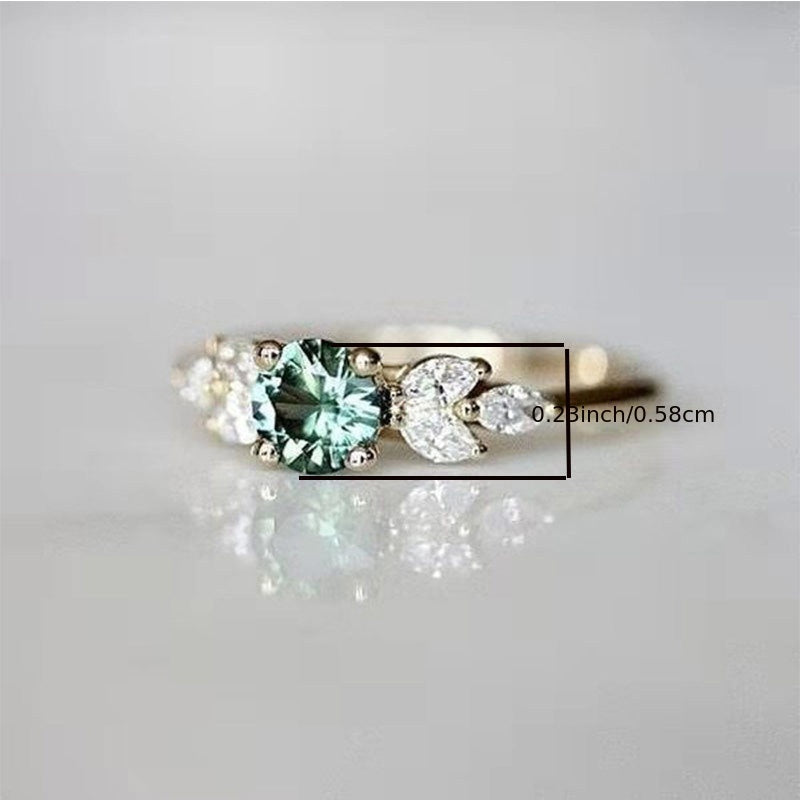 Simple Green Cubic Zirconia Ring