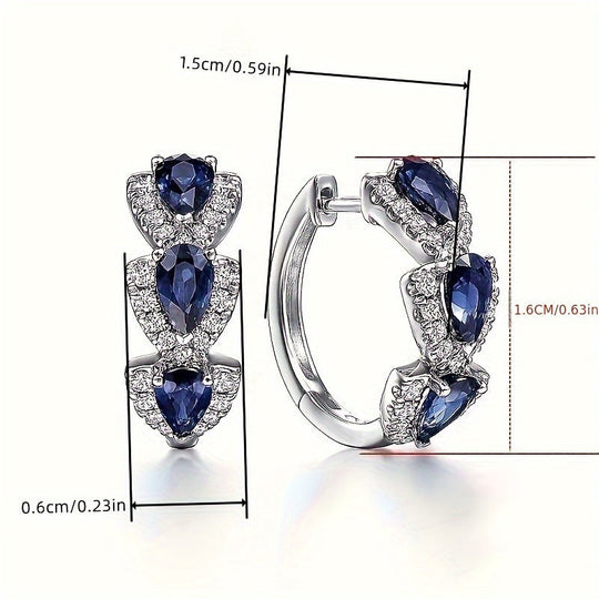 Exquisite Blue Zirconia Hoop Earrings